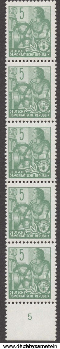 DDR, 1953, Fünfjahrplan I, MiNr. 362-379 (ohne 371), **, Halbe Schalterbögen Ungefaltet (50), Meist Mit DV, Meist Mit RL - Ongebruikt