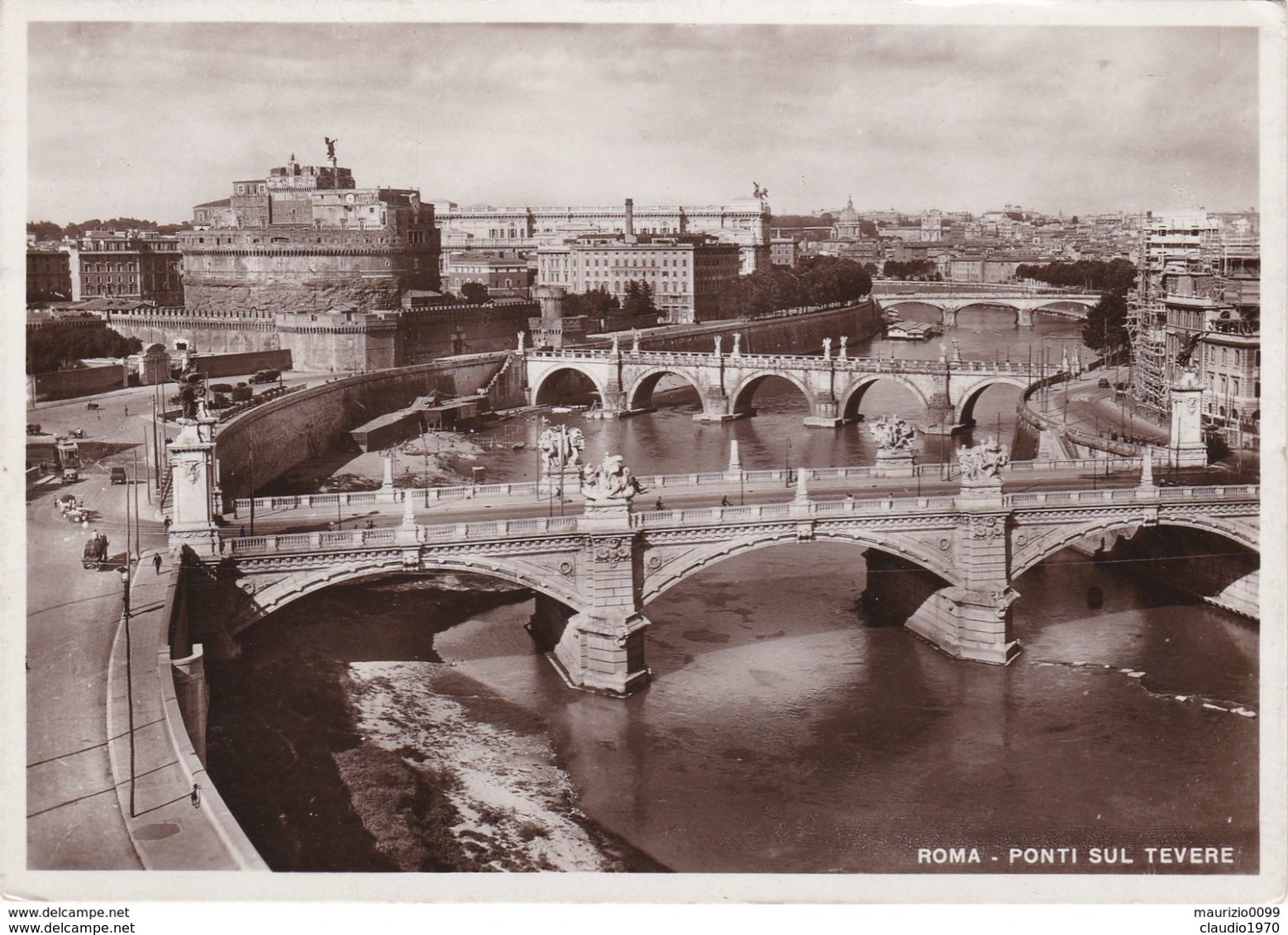 CARTOLINA - POSTCARD - ROMA - ROMA - PONTI SUL TEVERE CON FRANCOBOLLO CENT.25 - Fiume Tevere