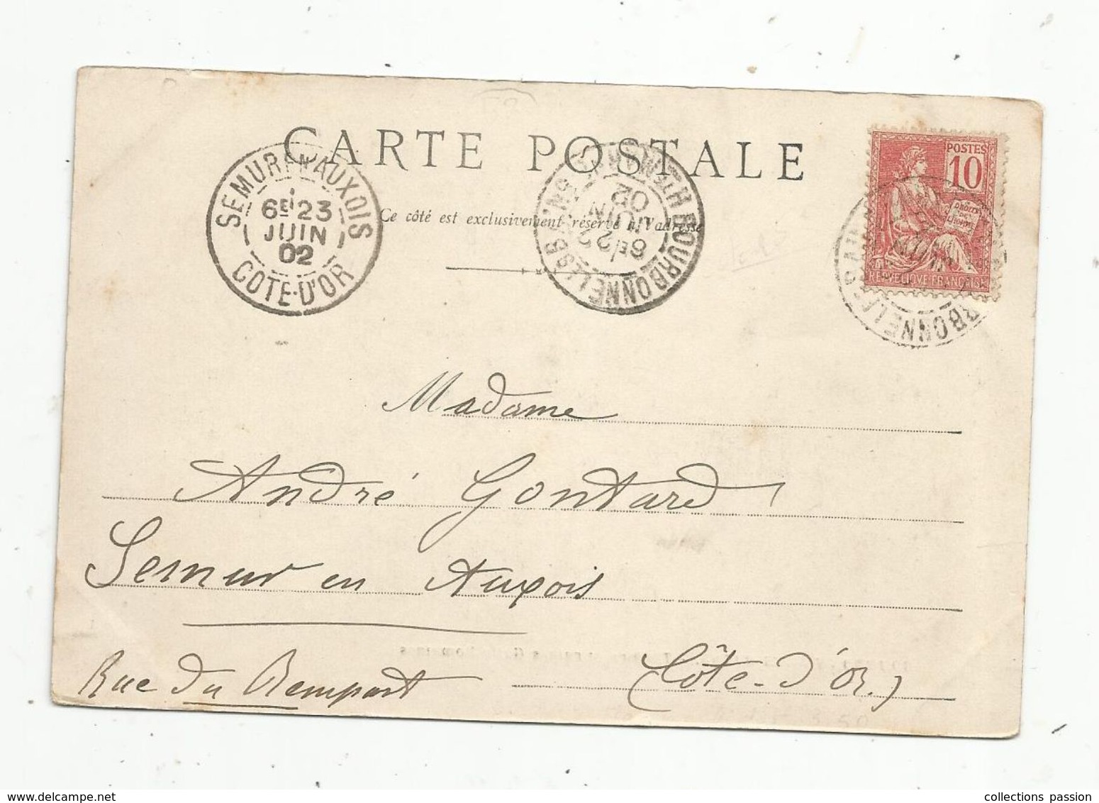 Sur Carte Postale , 1902 , BOURBONNE LES BAINS (Haute Marne) , SEMUR EN AUXOIS (Côte D'Or) , 2 Scans - 1877-1920: Periodo Semi Moderno