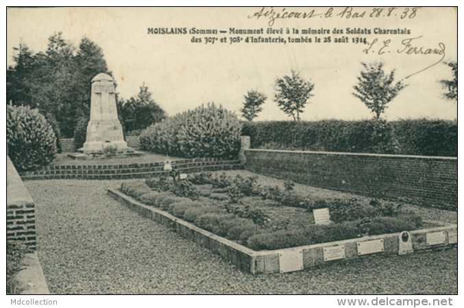 80 MOISLAINS / Monument élevé à La Mémoire Des Soldats Charentais Des 307 Et 308ème D'Infanterie / - Moislains