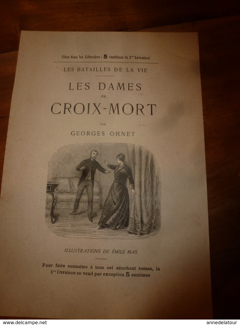 18??  Publicité Littéraire Pour Le Livre LES DAMES DE CROIX-MORT Par Georges Ohnet, Illustré Par Emile Mas - Autres & Non Classés