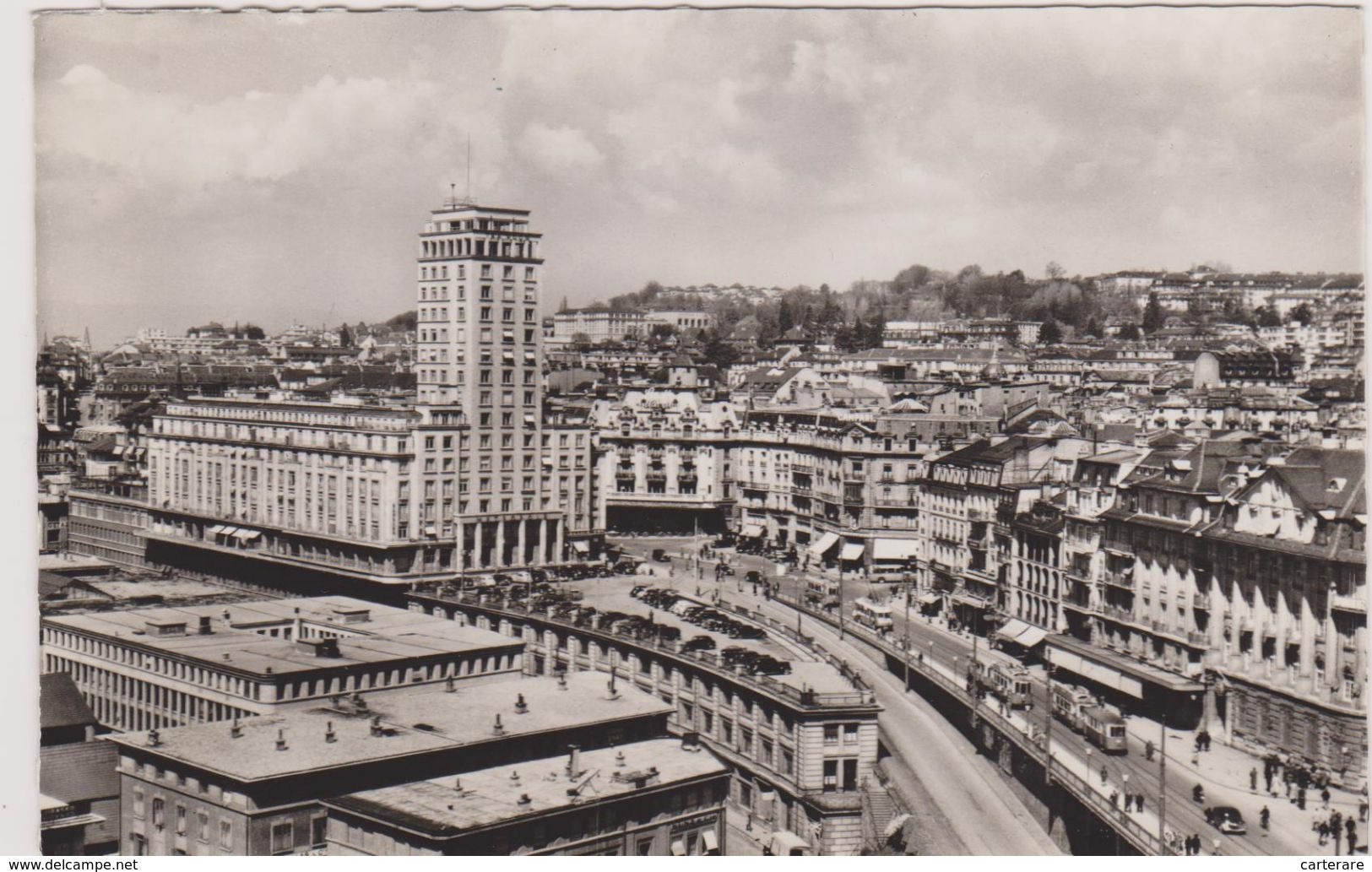 SUISSE,SWITZERLAND,SWISS, HELVETIA,SCHWEIZ,SVIZZERA ,VAUD,LAUSANNE,LOSANNA EN 1959,TRAM,TRAMWAY,COMMERC E - Lausanne