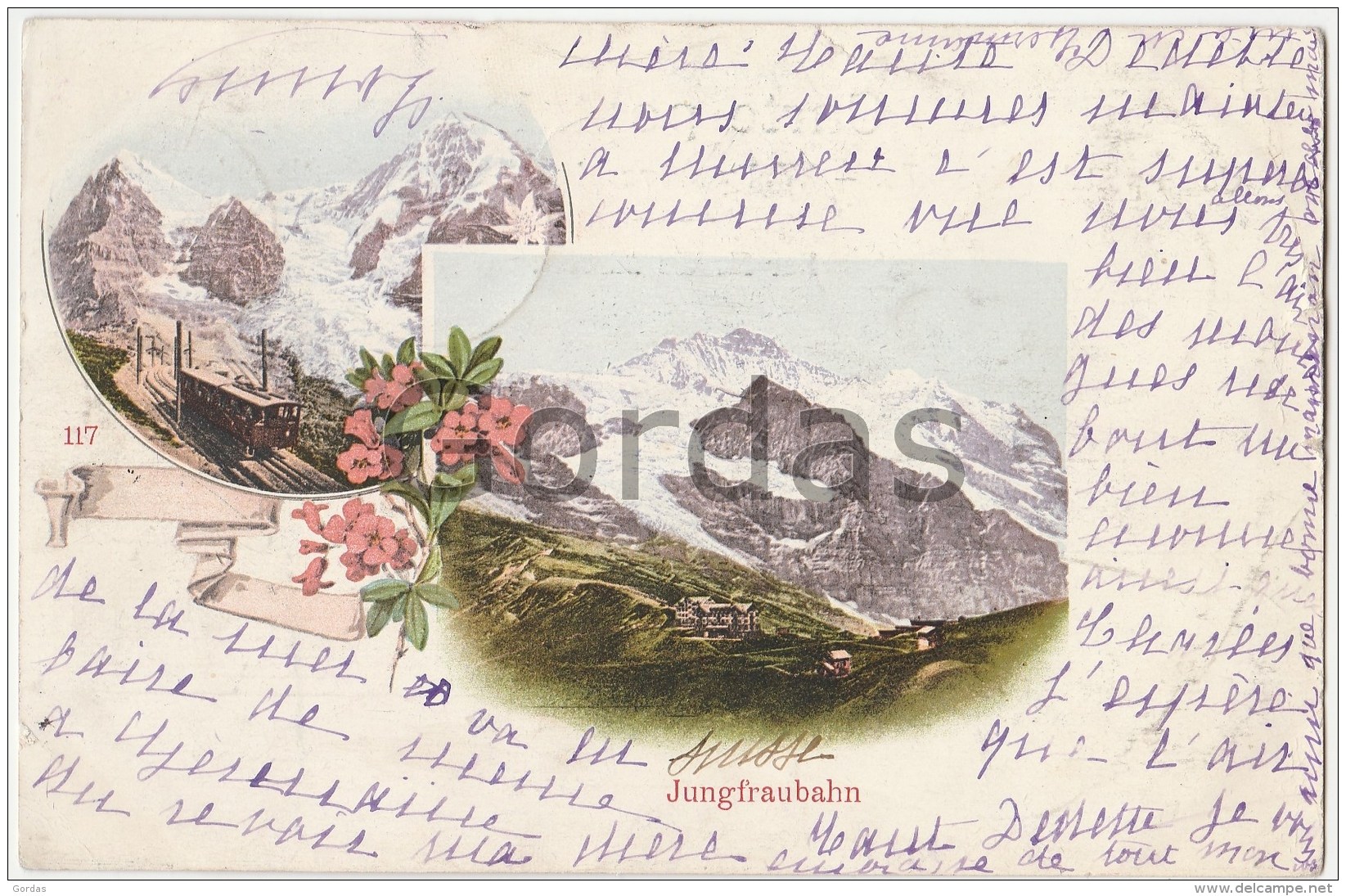 Switzerland - Jungfraubahn - Litho - Trains