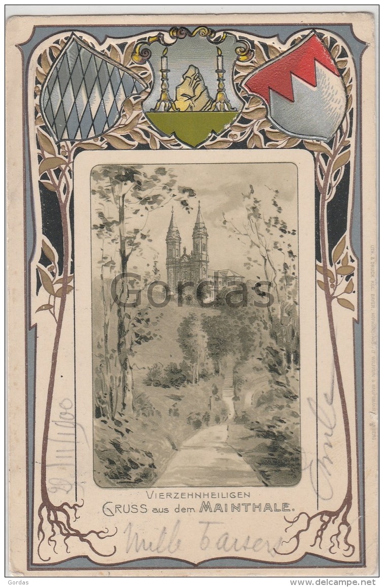 Germany - Gruss Aus Mainthale - Vierzehnheiligen - Wapen - Embossed Postcard - Maintal