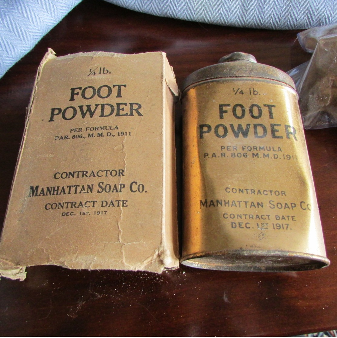 1918 Dated WW1 US Soldier's Foot Powder W/Box - 1914-18