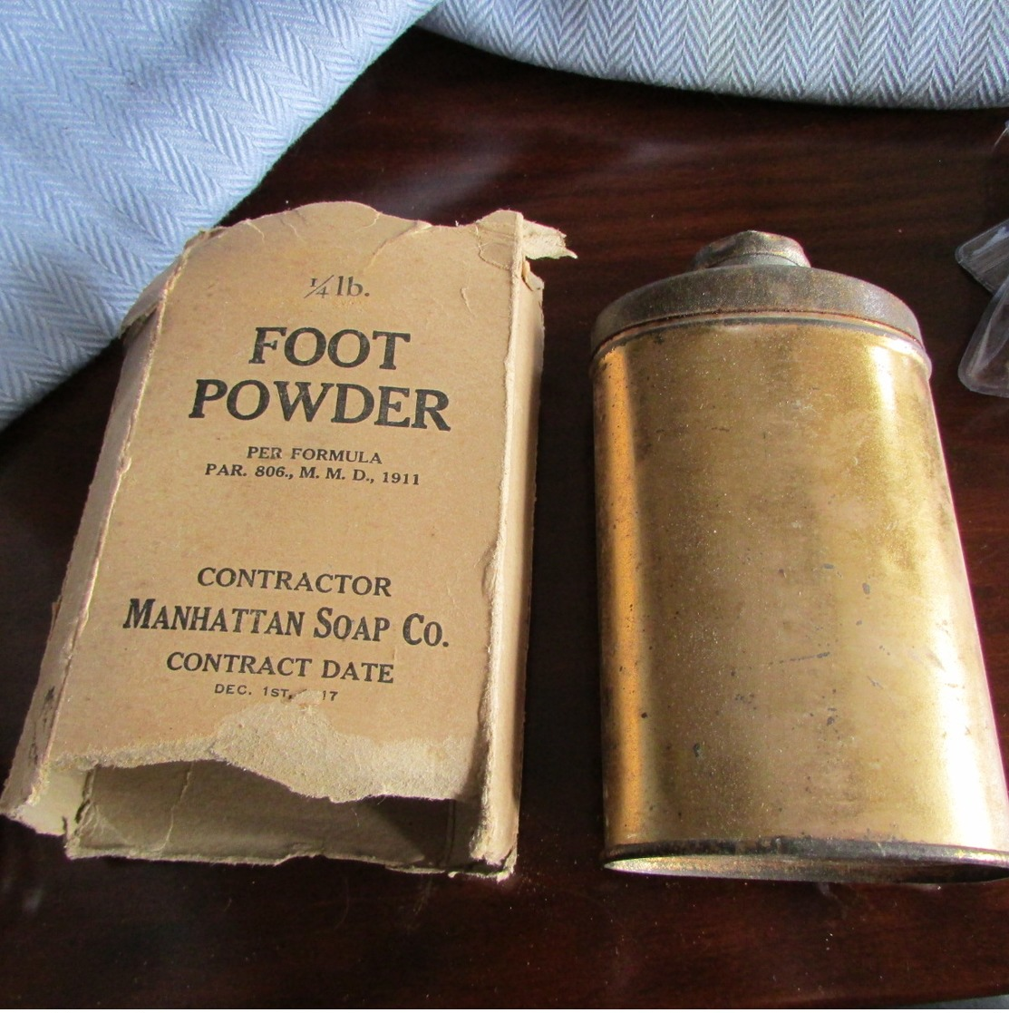 1918 Dated WW1 US Soldier's Foot Powder W/Box - 1914-18