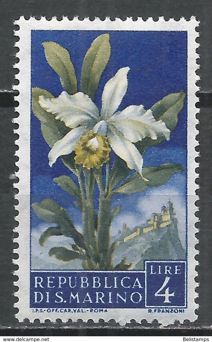 San Marino 1957. Scott #397 (MH) Flowers' Orchid And View Of San Marino - Neufs