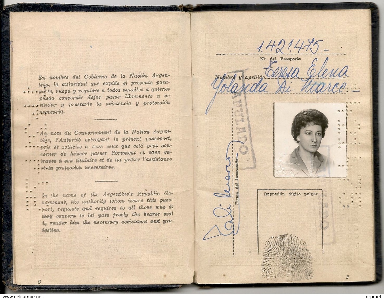 ARGENTINA 1961 PASSPORT- PASSEPORT -multiple VISAS And STAMPS -FRANCE - IRAN - LEBANON - NEPAL - THAI - INDIA - NEW ZEA - Historical Documents