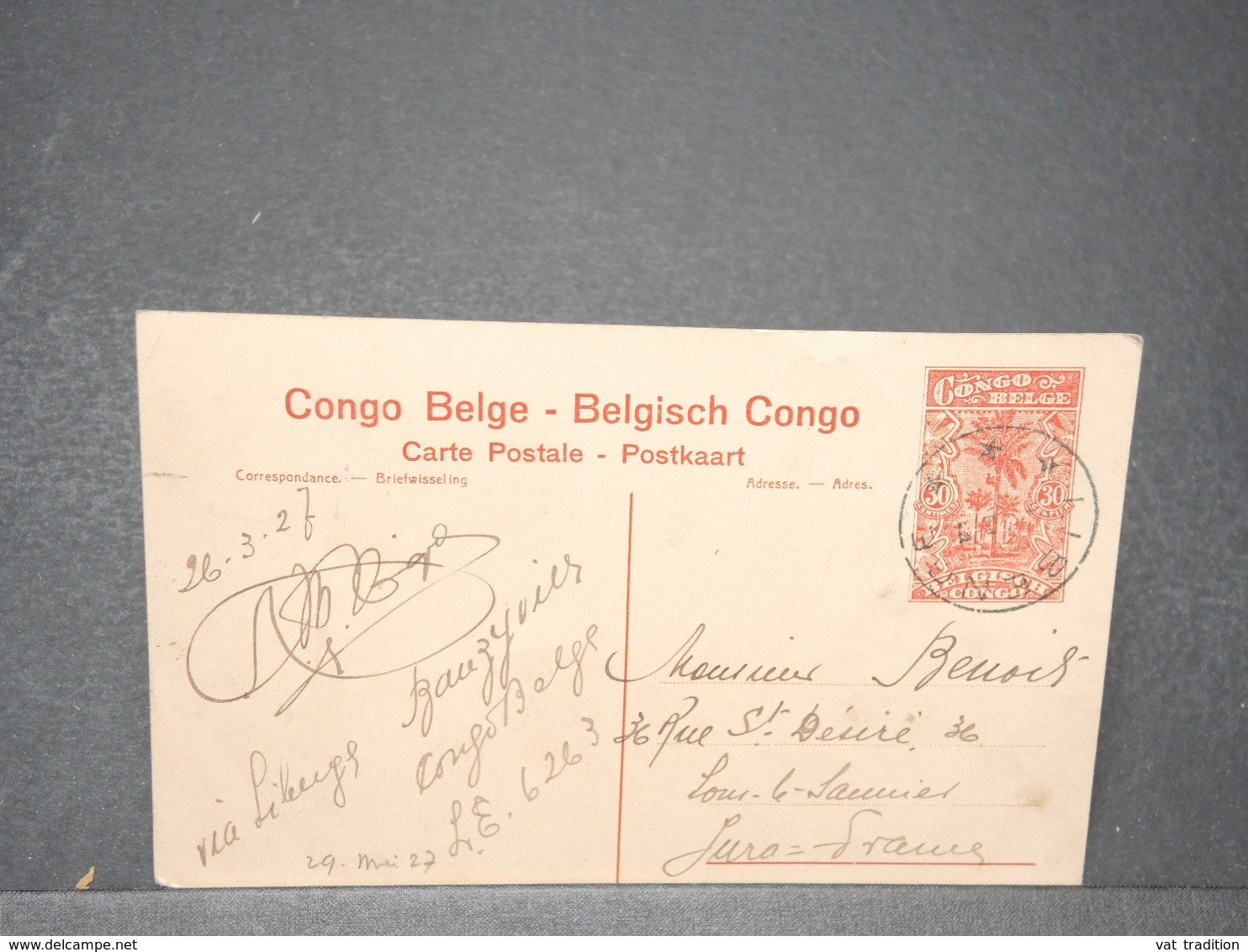 CONGO BELGE - Entier Postal  De Boma Pour La France En 1927 - L 15776 - Entiers Postaux