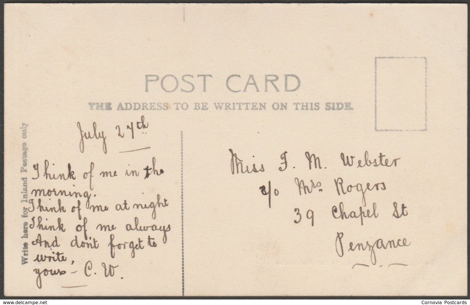 Telegraph Station, Porthcurnow, Cornwall, 1904 - Valentine's Postcard - Other & Unclassified