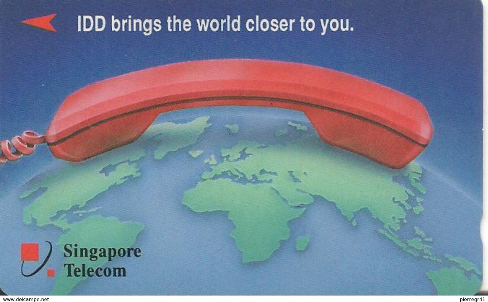 CARTE-MAGNETIQUE-1990 -SINGAPOUR-5$-TELEPHONE ROUGE Liaison AMERIQUE--BE - Singapore