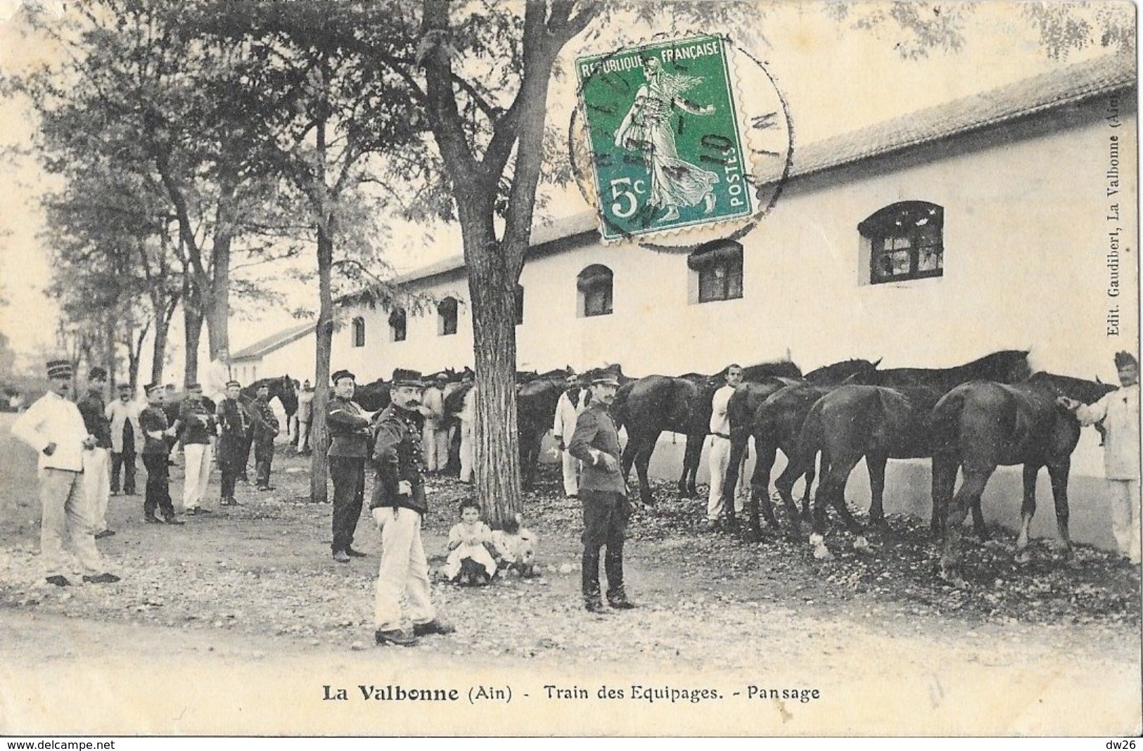 La Valbonne (Ain) - Train Des Equipages, Le Pansage Des Chevaux - Edition Gaudibert - Casernes