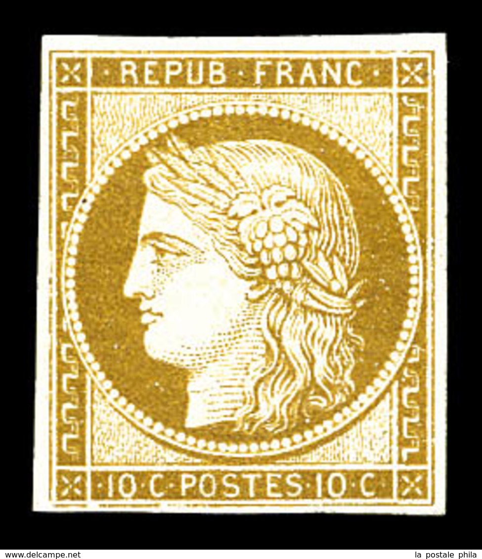 (*) N°1, 10c Bistrejaune. TB (signé Calves/certificat)   Qualité: (*)   Cote: 900 Euros - 1849-1850 Ceres