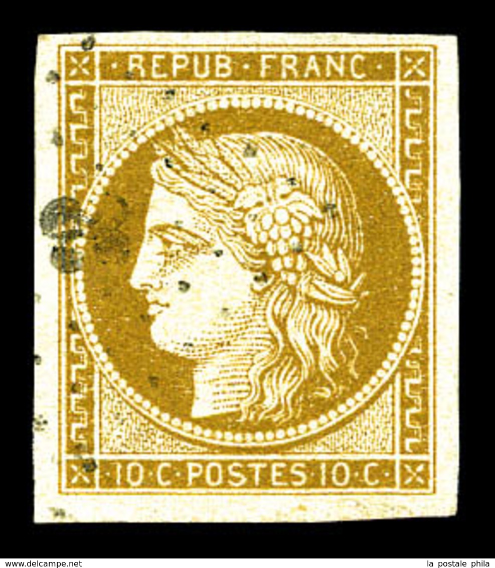 O N°1, 10c Bistre, Belles Marges Et Oblitération Légère. TTB (signé Calves)   Qualité: O   Cote: 355 Euros - 1849-1850 Cérès