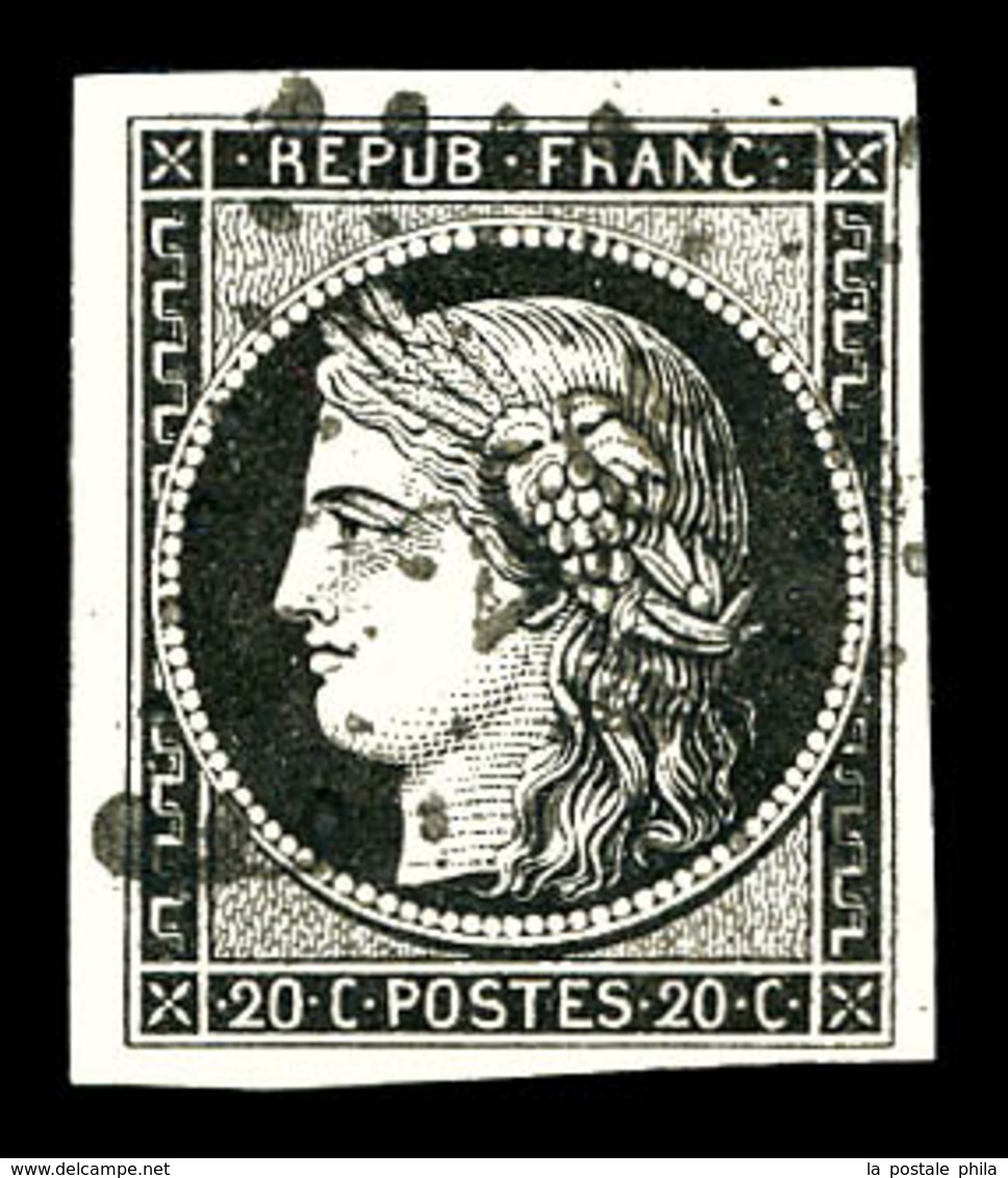 O N°3, 20c Noir Obl Petits Chiffres. TB   Qualité: O   Cote: 700 Euros - 1849-1850 Ceres