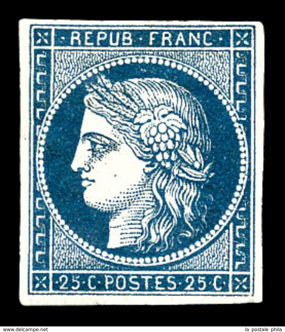 * N°4a, 25c Bleu Très Foncé, Grande Fraîcheur. SUPERBE. R.R. (signé Calves/certificat)   Qualité: *   Cote: 9000 Euros - 1849-1850 Cérès