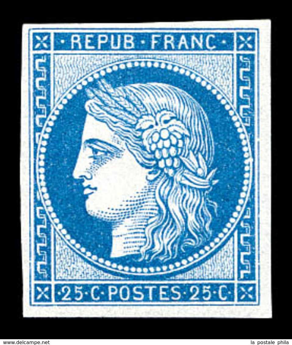 ** N°4d, 25c Bleu, Impression De 1862, Fraîcheur Postale. SUP (certificat)   Qualité: ** - 1849-1850 Cérès