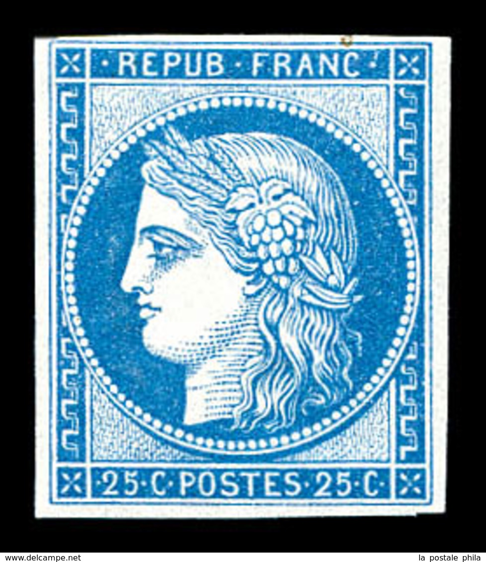 * N°4d, 25c Bleu, Impression De 1862. TB (certificat)   Qualité: *   Cote: 600 Euros - 1849-1850 Ceres