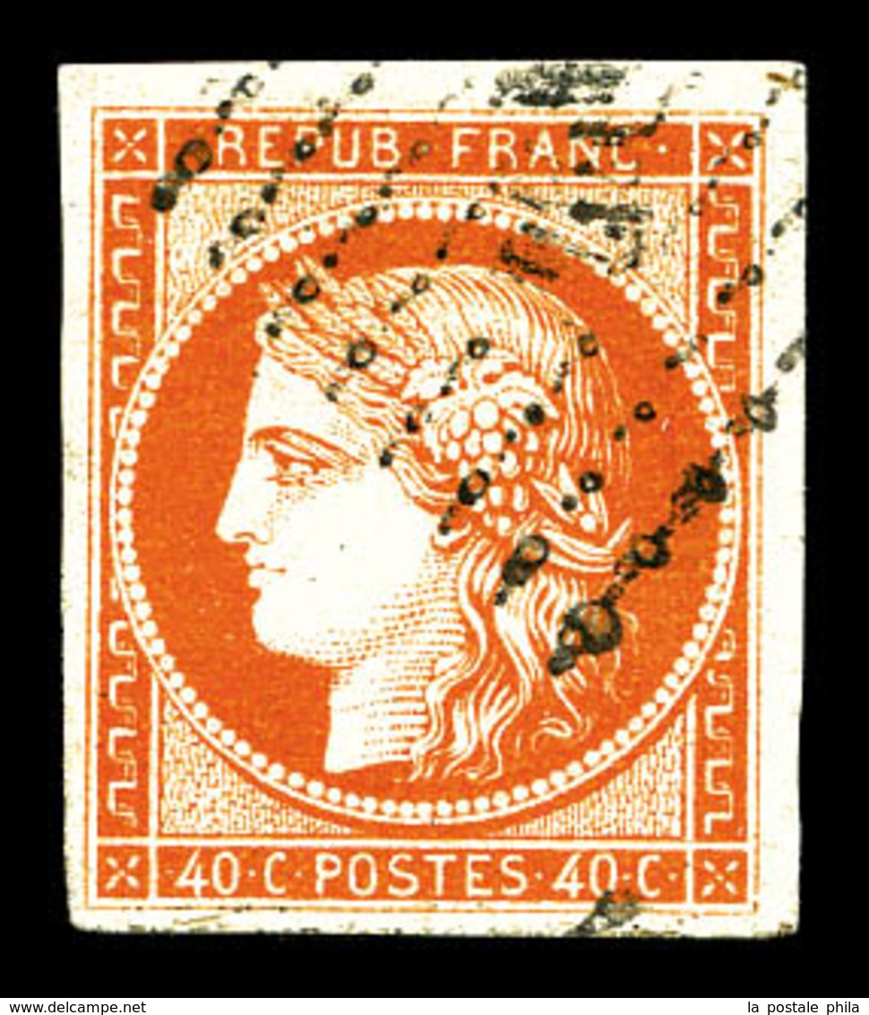 O N°5b, 40c Orange Foncé, Jolies Marges Et Très Jolie Couleur. TTB (signé Scheller/certificat)   Qualité: O   Cote: 700  - 1849-1850 Ceres