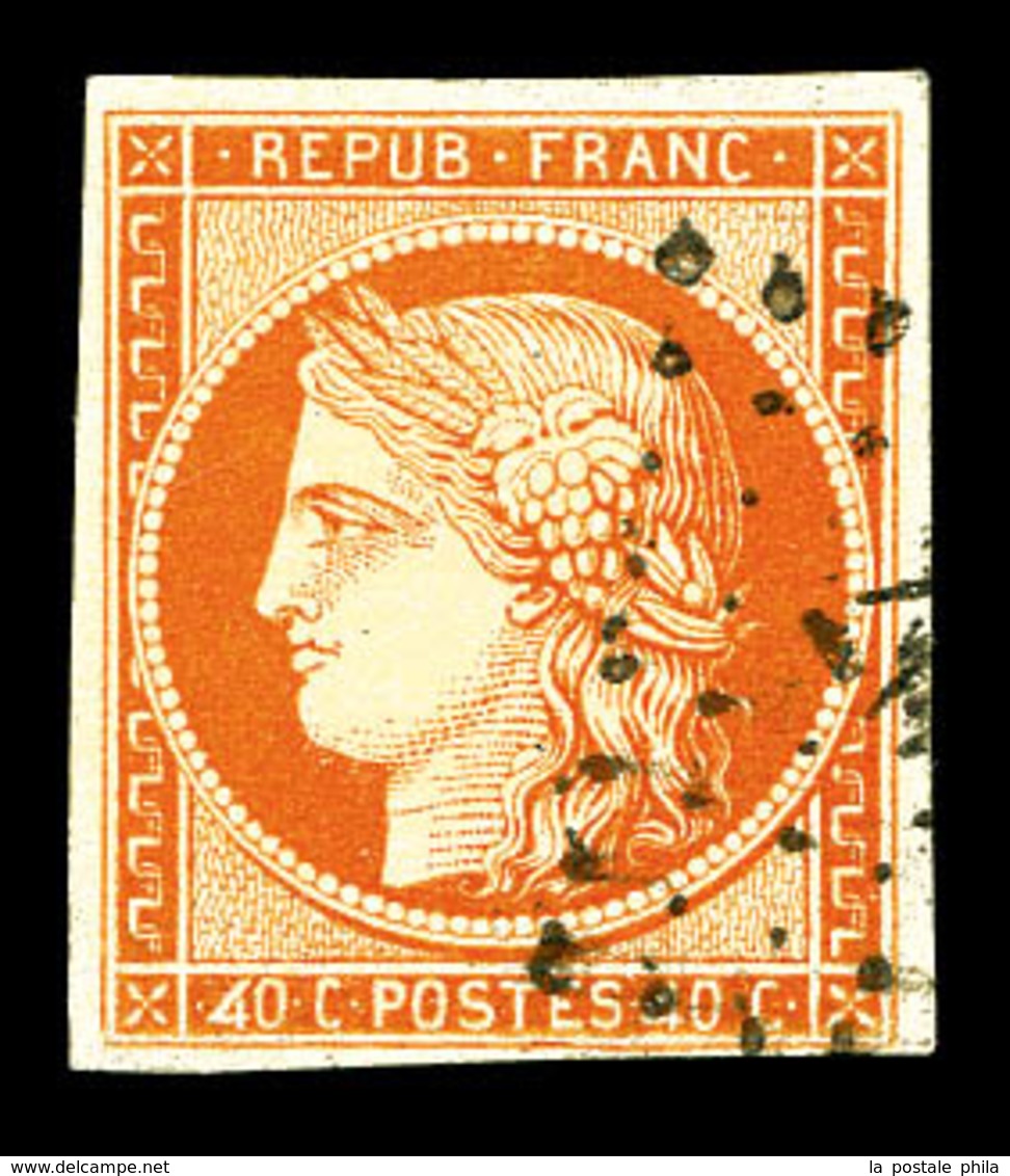 O N°5d, 40c Orange, Chiffres '4' Retouchés, Oblitération PC. SUP. R.R (signé Calves/certificat)   Qualité: O   Cote: 730 - 1849-1850 Cérès