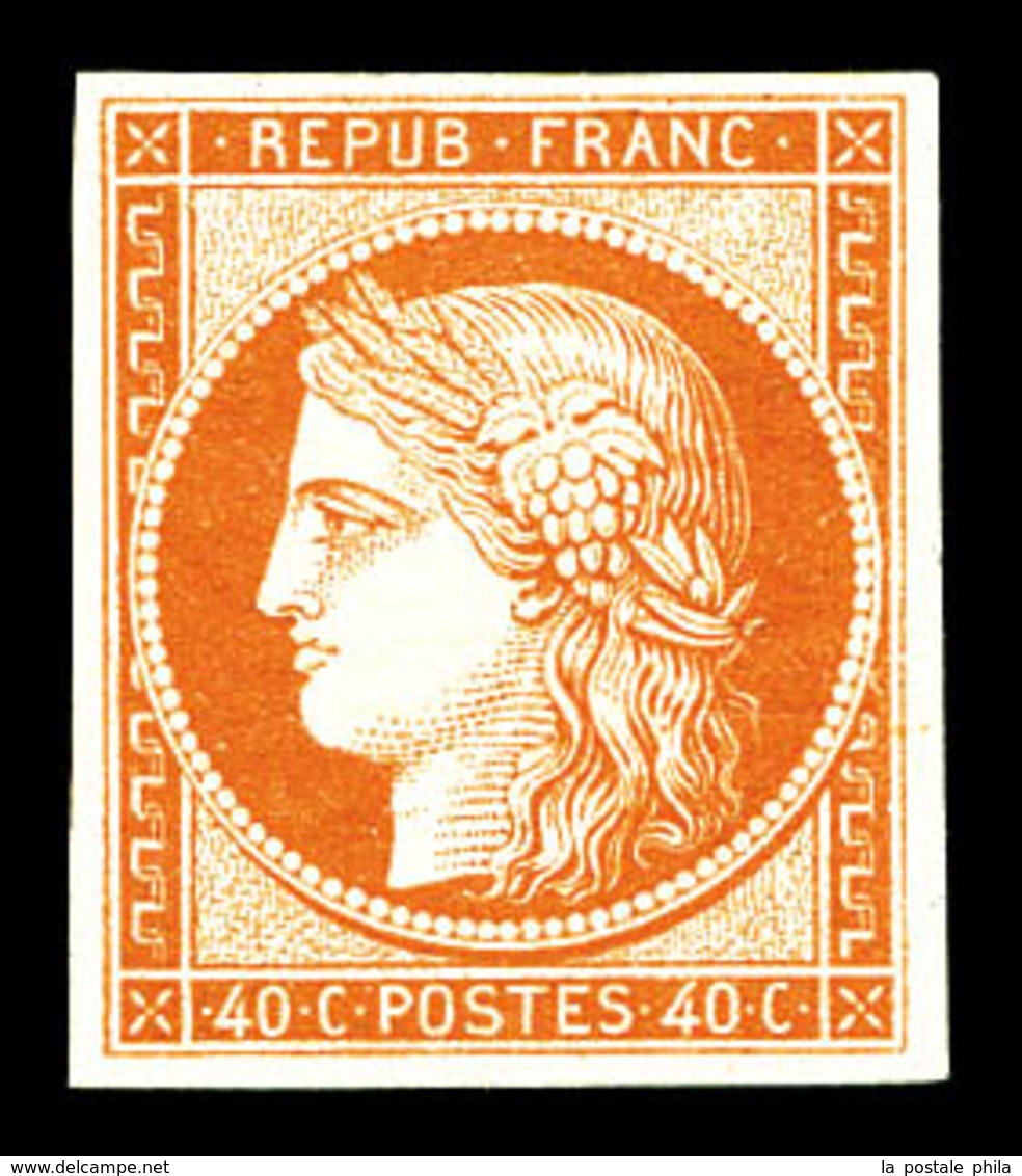 ** N°5A, 40c Orange, Quatre Belles Marges, Fraîcheur Postale, SUPERBE (signé Calves/certificats)   Qualité: ** - 1849-1850 Cérès