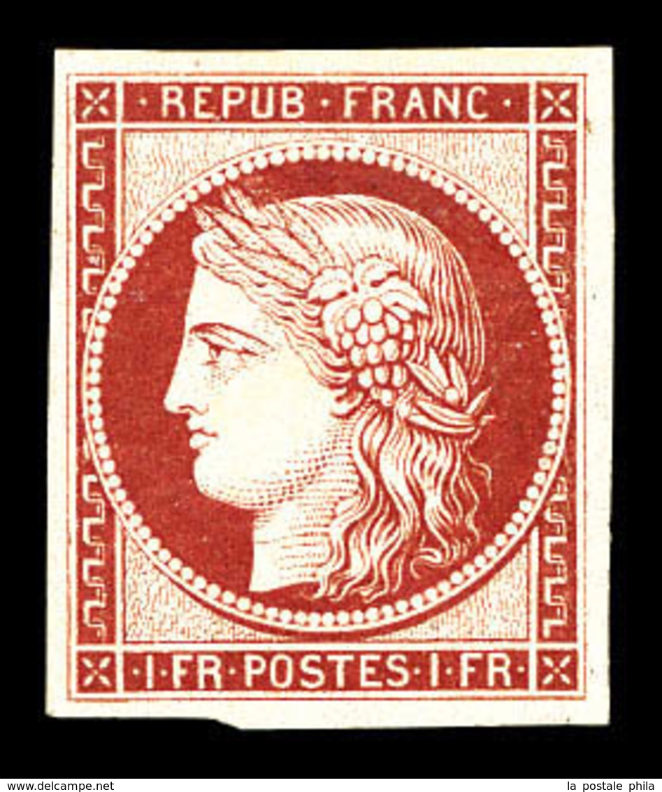 * N°6f, 1F Carmin, Impression De 1862, Léger Pelurage   Qualité: *   Cote: 900 Euros - 1849-1850 Ceres