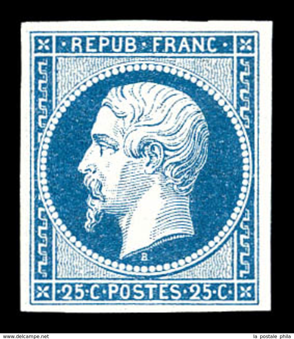 ** N°10, 25c Bleu, Quatre Belles Marges, Fraîcheur Postale .SUPERBE. R.R. (signé Brun/certificats)   Qualité: ** - 1852 Louis-Napoleon