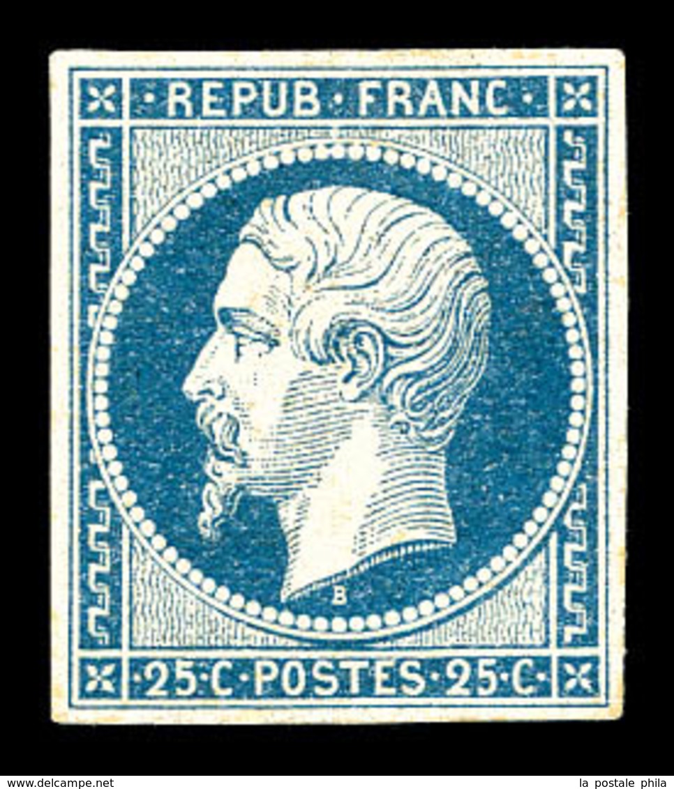 * N°10, 25c Bleu. SUPERBE. R.R. (signé Brun/certificats)   Qualité: *   Cote: 5500 Euros - 1852 Louis-Napoléon