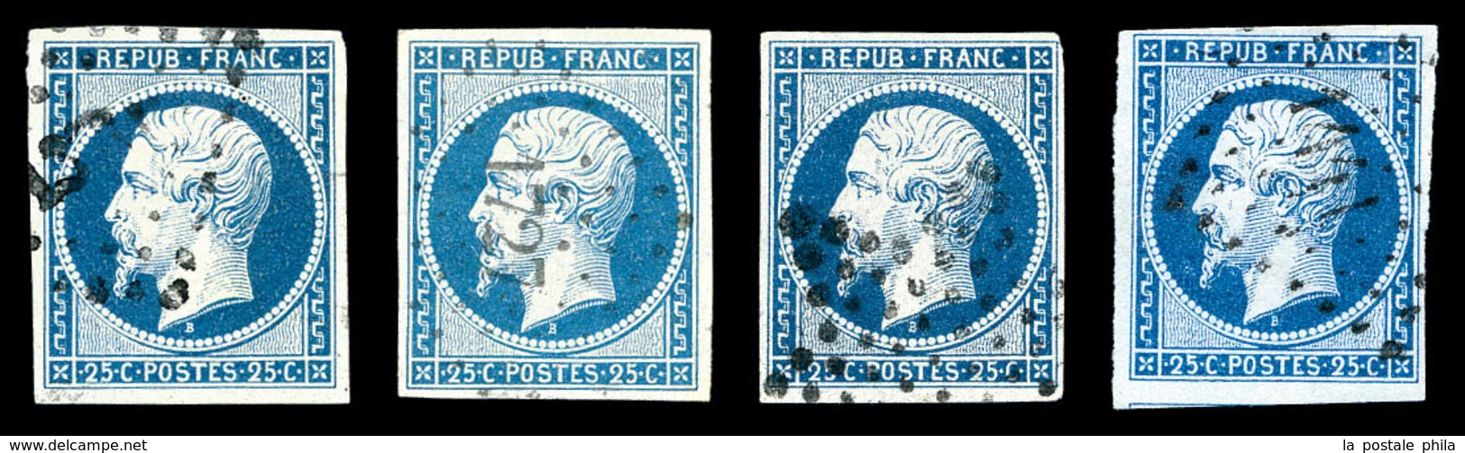 O N°10, 25c Bleu, 4 Exemplaires Avec Nuances Différentes. TB   Qualité: O - 1852 Luigi-Napoleone