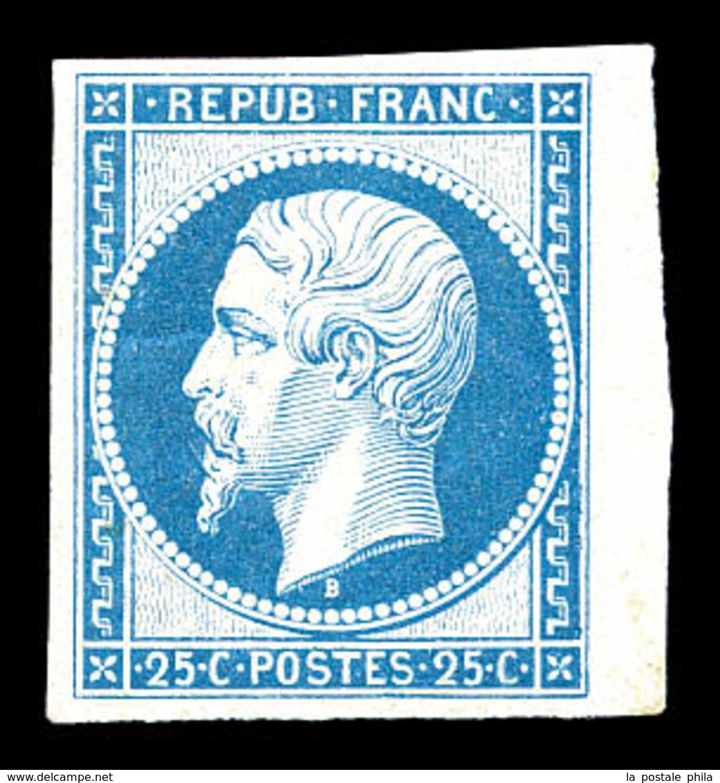 * N°10c, 25c Bleu, Impression De 1862 Bdf, Frais. TB (certificat)   Qualité: *   Cote: 600 Euros - 1852 Louis-Napoléon