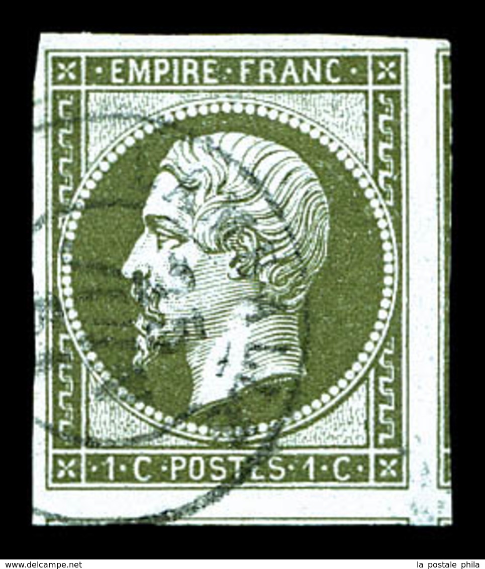 O N°11, 1c Olive, Jolies Marges, Trois Voisins. SUP (signé Calves)   Qualité: O - 1853-1860 Napoleon III