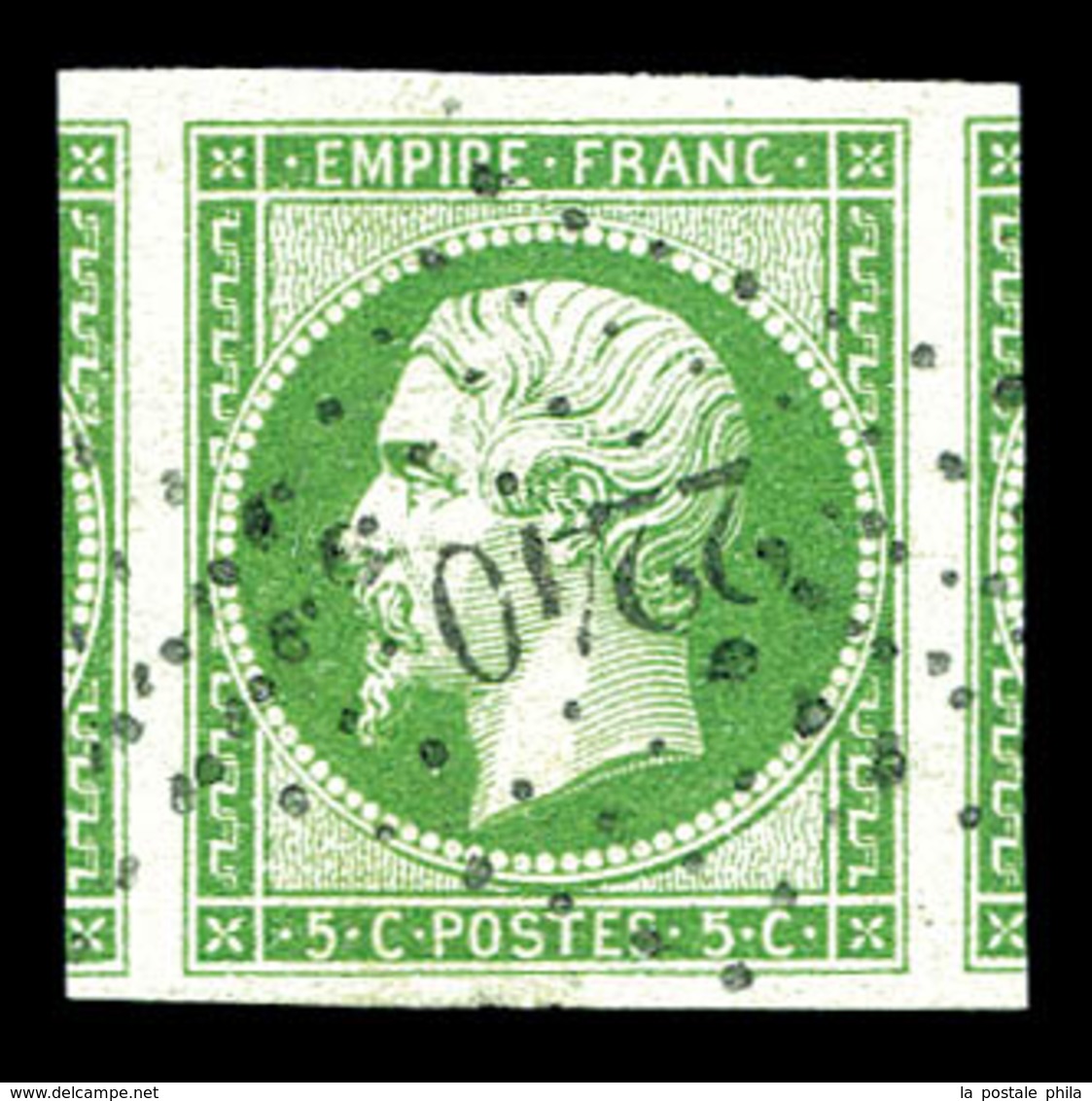 O N°12, 5c Vert, Grandes Marges Avec Voisins, Pièce Choisie (signé Scheller)   Qualité: O - 1853-1860 Napoleon III