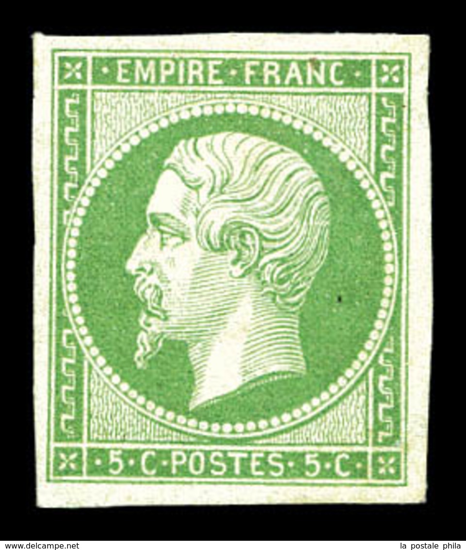 * N°12a, 5c Vertjaune. TTB (signé Brun/certificats)   Qualité: *   Cote: 1400 Euros - 1853-1860 Napoleon III