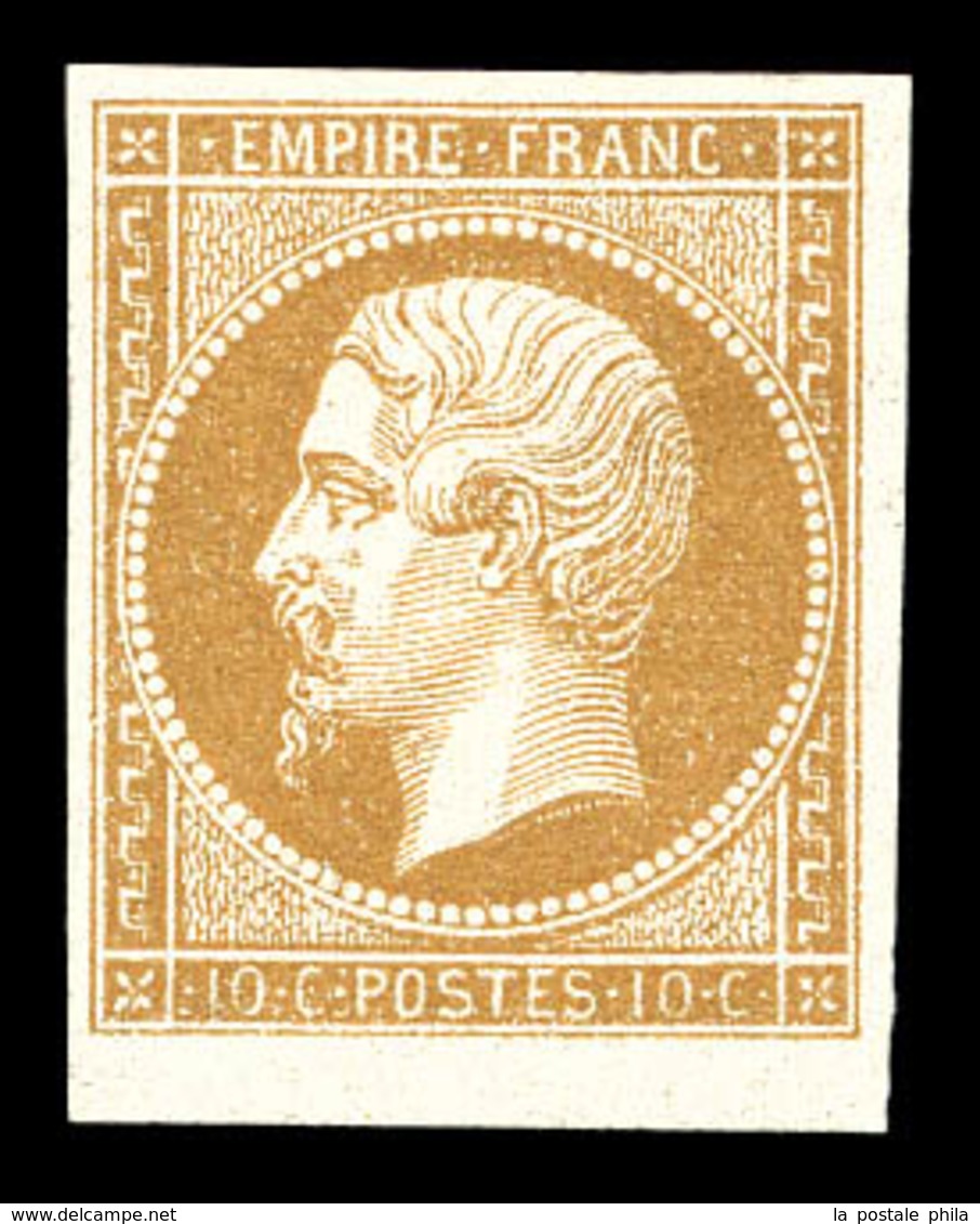 * N°13B, 10c Bistre Type II, Petit Bord De Feuille. TTB (certificats)   Qualité: *   Cote: 1000 Euros - 1853-1860 Napoléon III