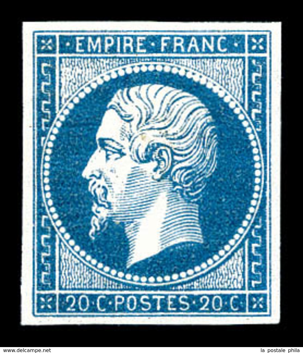 ** N°14Aa, 20c Bleu Foncé Type I, Frais. TTB (signé Brun/certificat)   Qualité: ** - 1853-1860 Napoleone III