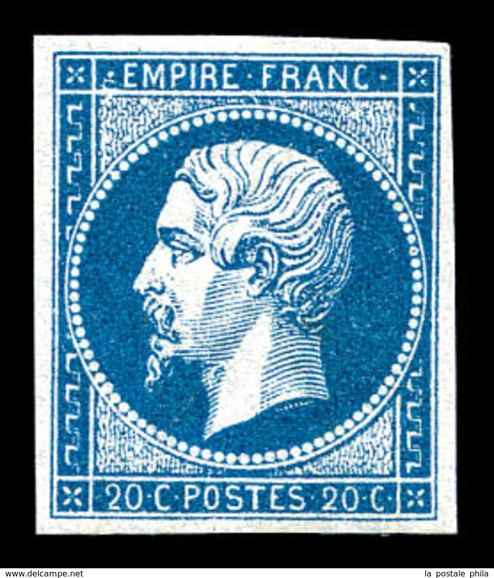 * N°14Aa, 20c Bleu Foncé, Très Jolie Nuance. SUP (certificat)   Qualité: *   Cote: 600 Euros - 1853-1860 Napoleon III