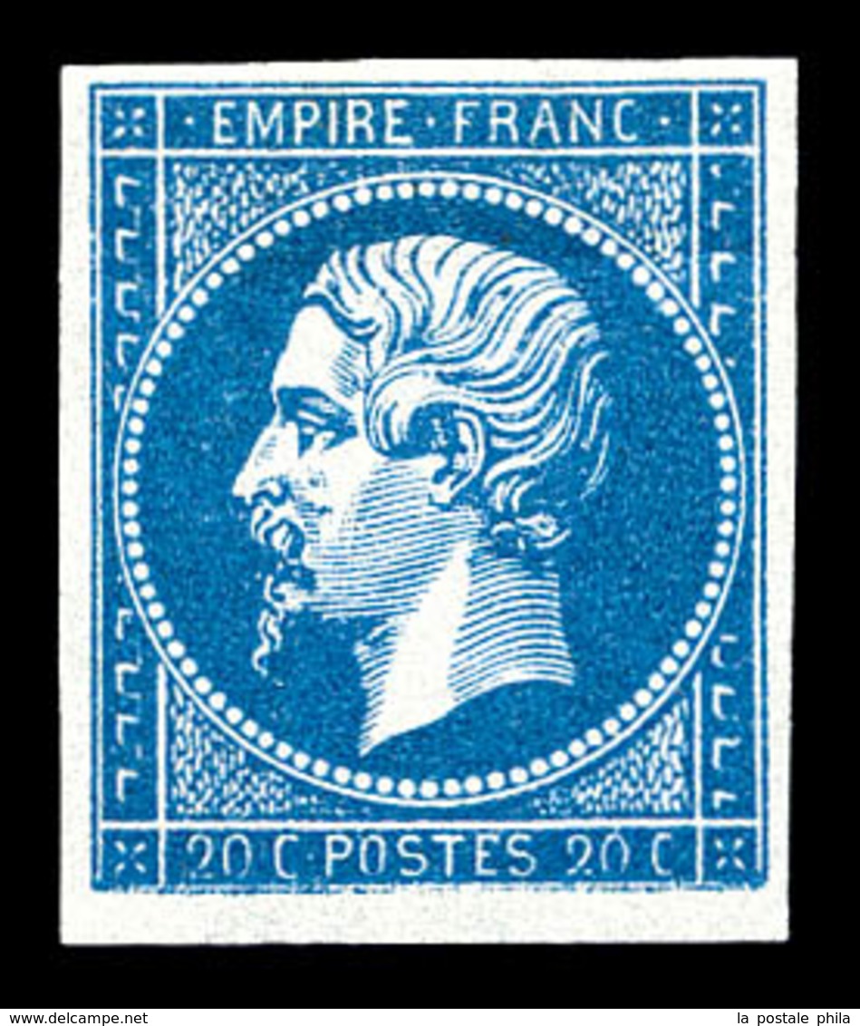 * N°14Aa, 20c Bleu Foncé Type I, Froissure De Gomme. TB (signé Calves)   Qualité: *   Cote: 600 Euros - 1853-1860 Napoleone III