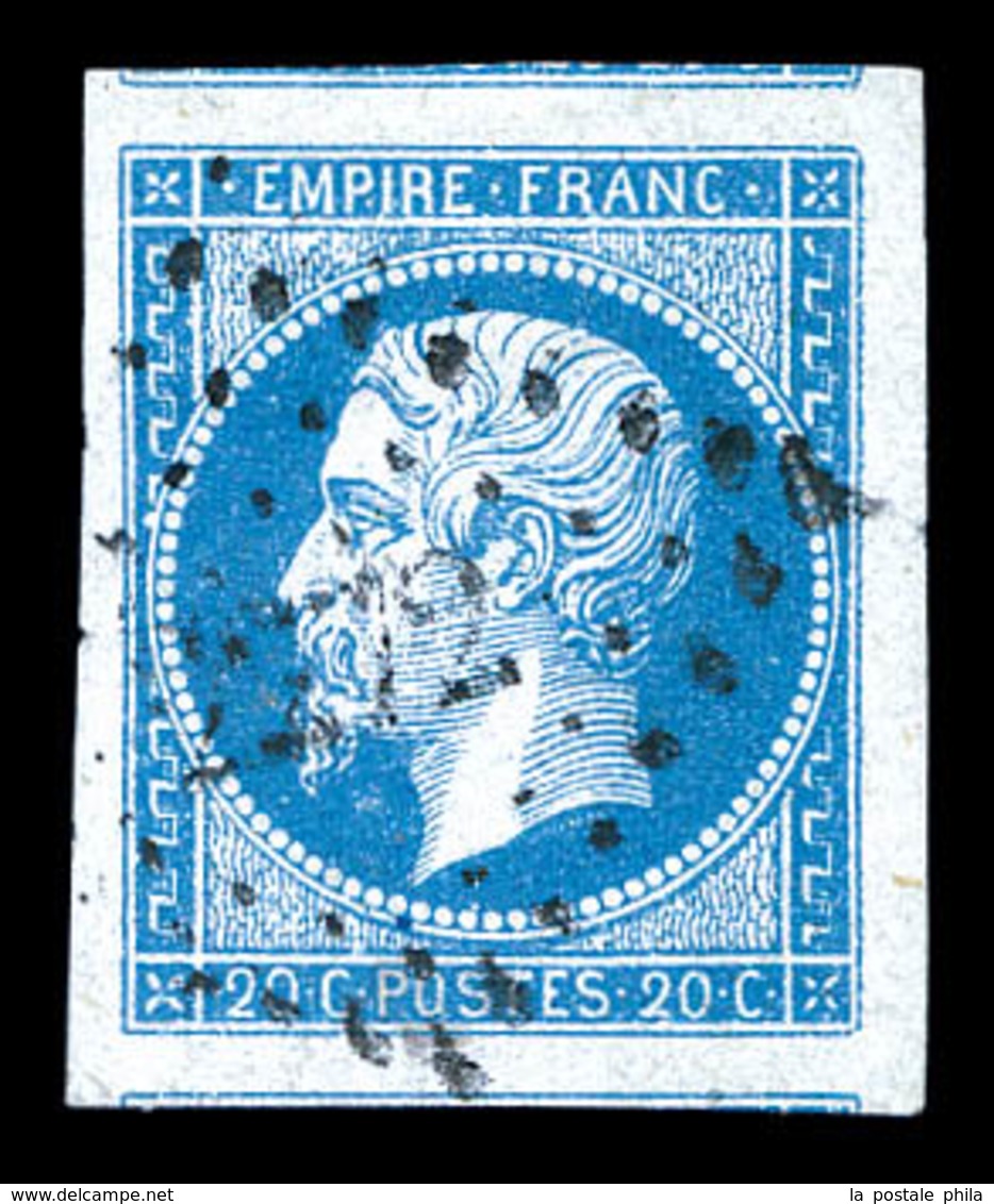 O N°14Ac, 20c Bleu Sur Azuré Type I, Grandes Marges Avec Voisins. SUP (signé Scheller/certificat)   Qualité: O - 1853-1860 Napoleone III