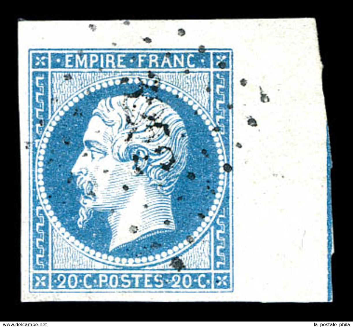 O N°14Ai, 20c Bleu Cdf Avec Trace De Filet D'encadrement. TTB (signé Scheller)   Qualité: O   Cote: 400 Euros - 1853-1860 Napoléon III