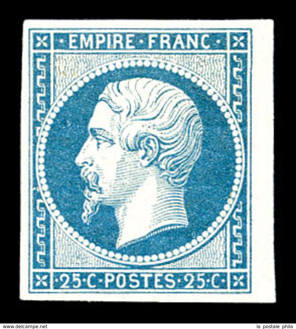 * N°15, 25c Bleu, Quatre Belles Marges Avec Petit Bord De Feuille, SUP. R. (signé Calves/certificat)   Qualité: *   Cote - 1853-1860 Napoleone III