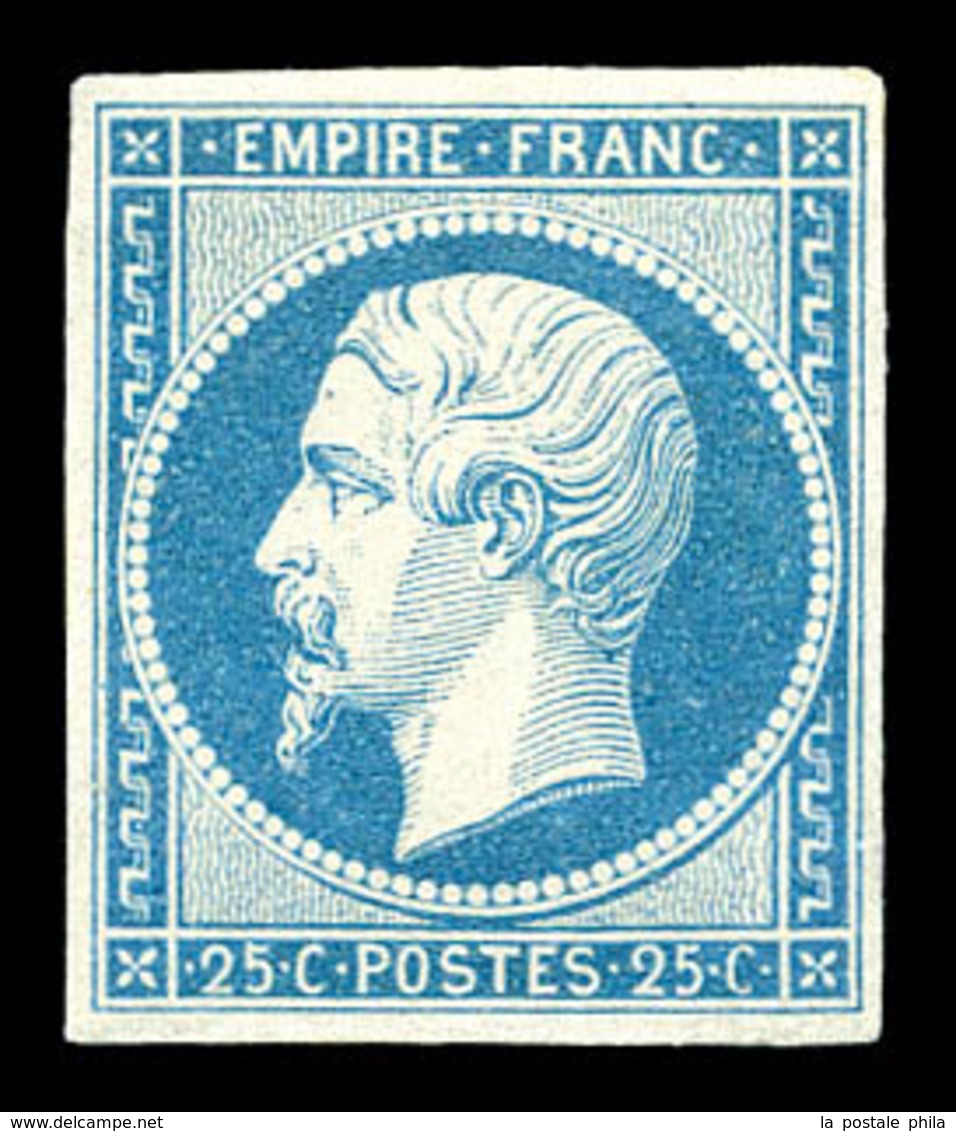 * N°15, 25c Bleu, Frais. TTB (signé Brun/certificat)   Qualité: *   Cote: 3500 Euros - 1853-1860 Napoleone III