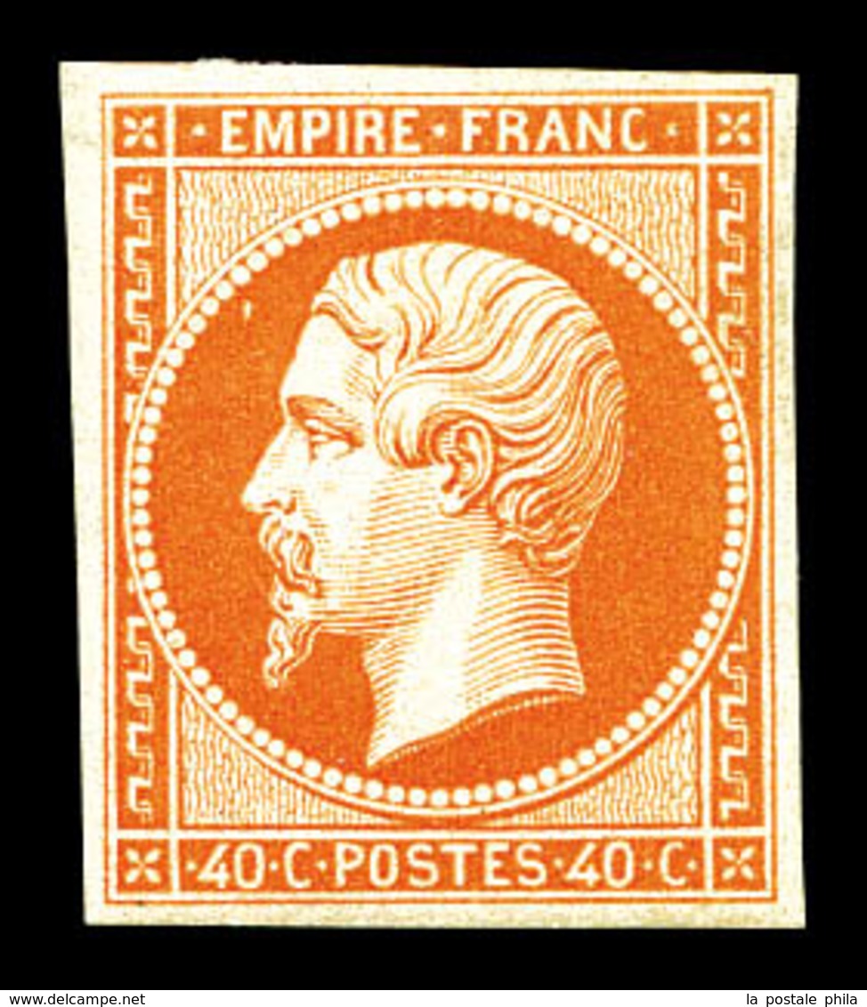 * N°16, 40c Orange, Infime Pelurage En Marge Supérieure, Très Frais. R. (certificat)   Qualité: *   Cote: 3800 Euros - 1853-1860 Napoleone III