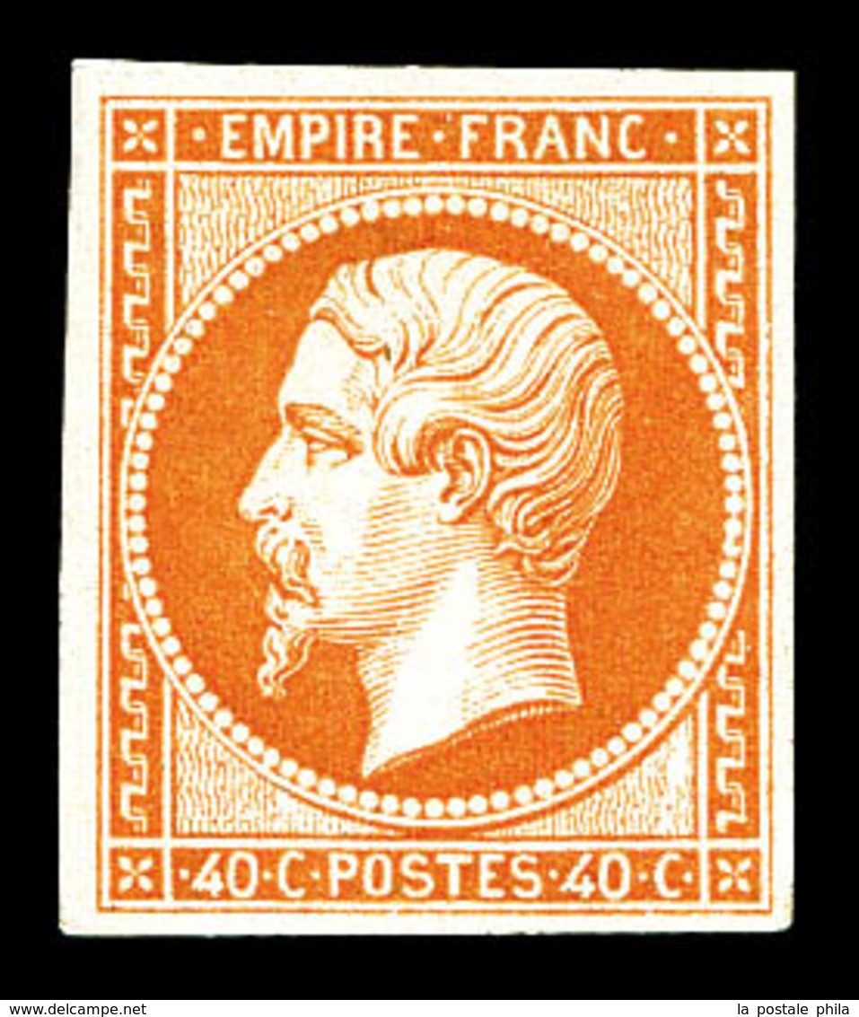 * N°16, 40c Orange, Froissure Horizontale. B (certificat)   Qualité: *   Cote: 3800 Euros - 1853-1860 Napoleone III
