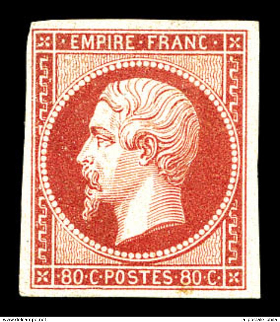 * N°17B, 80c Rose, Très Jolie Pièce. SUP. R. (signé Brun/certificat)   Qualité: *   Cote: 3800 Euros - 1853-1860 Napoléon III