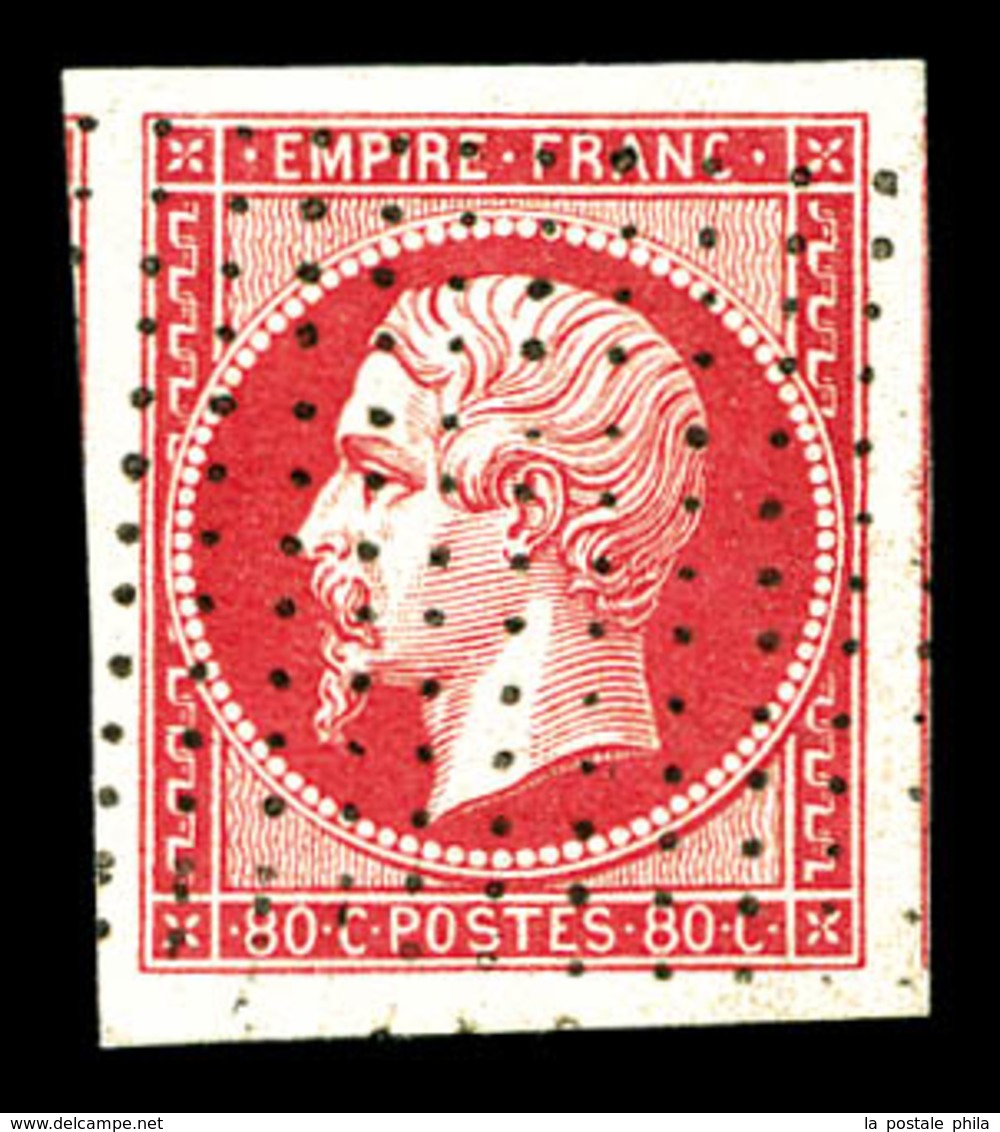 O N°17B, 80c Rose Obl Pointillés Fin, Quatre Grandes Marges Avec Voisins, Pièce Choisie. SUP (signé Scheller)   Qualité: - 1853-1860 Napoleone III