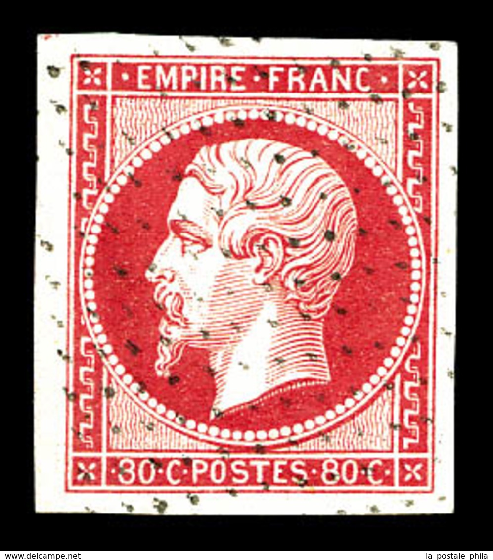 O N°17B, 80c Rose Obl Pointillés Fin, Grandes Marges, Pièce Choisie. SUP (signé Scheller)   Qualité: O - 1853-1860 Napoleon III