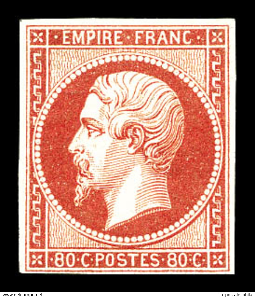 * N°17Bb, 80c Rosepâle, Grande Fraîcheur. SUP. R. (signé Brun/Scheller/certificat)   Qualité: *   Cote: 3800 Euros - 1853-1860 Napoleone III