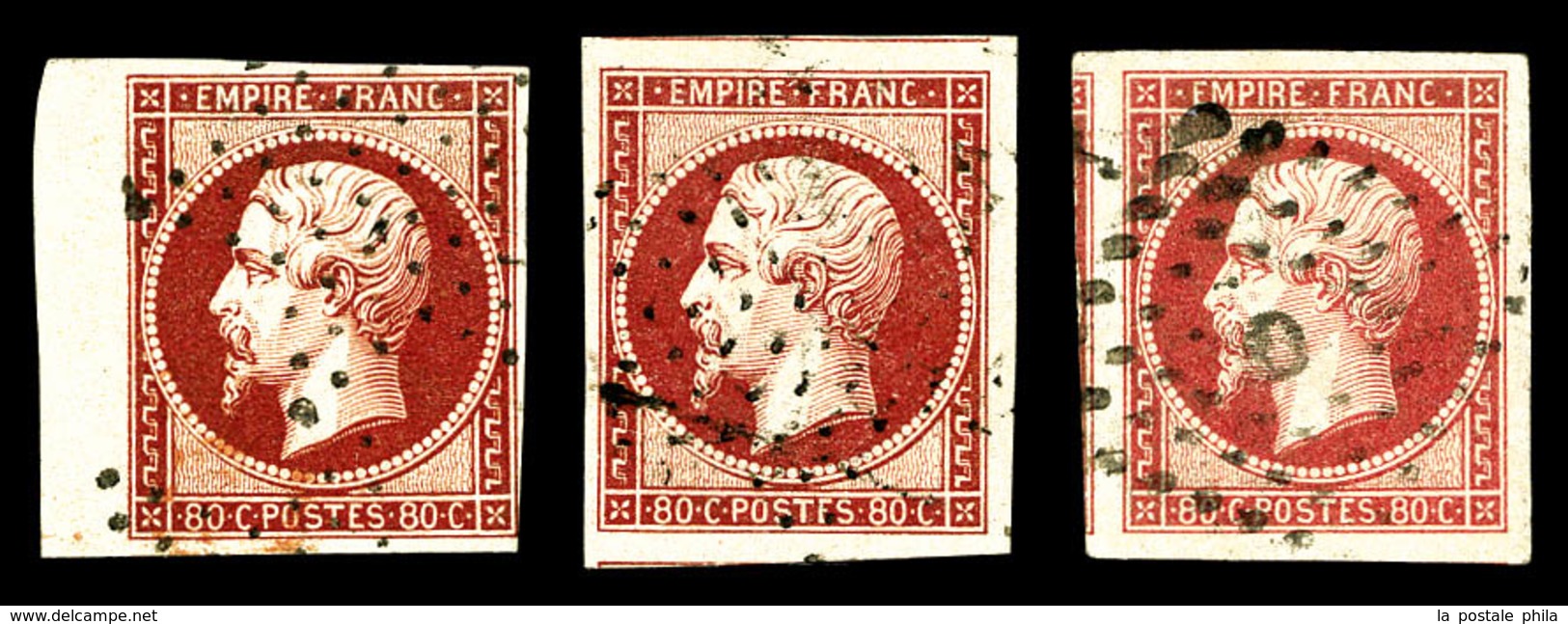 O N°17, 80c Empire, 3 Exemplaires TTB   Qualité: O - 1853-1860 Napoleon III