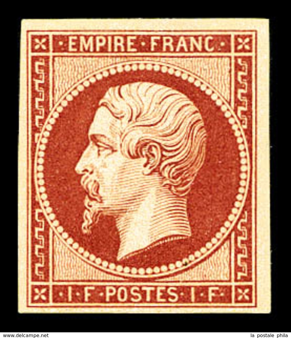 ** N°18d, 1F Carmin, Impression De 1862, Fraîcheur Postale, SUP (signé Scheller/certificat)   Qualité: ** - 1853-1860 Napoleon III