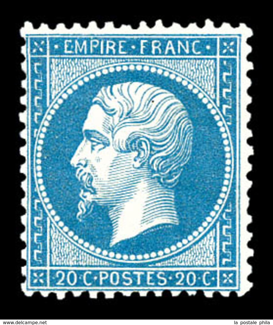 * N°22, 20c Bleu, Quasi **. TB   Qualité: *   Cote: 400 Euros - 1862 Napoleon III